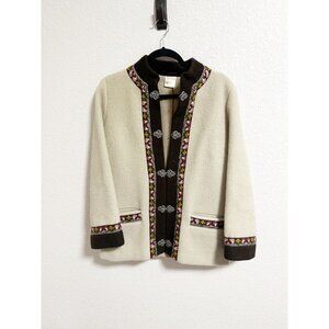 A.S Evebofoss Norway Vintage Scandinavian Wool Jacket Pewter Clasps Nordic Sz 42